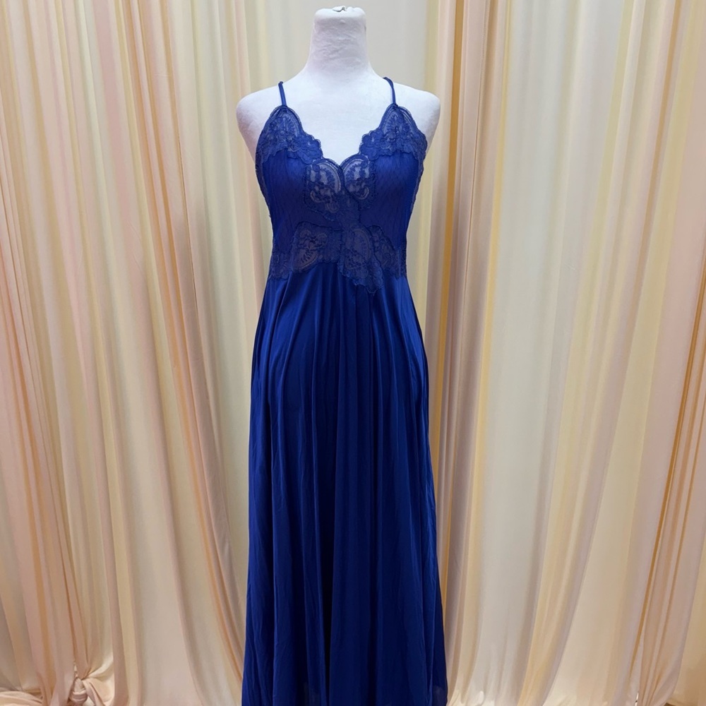 Vintage Lily of France Cobalt Blue Maxi Slip Dress size medium